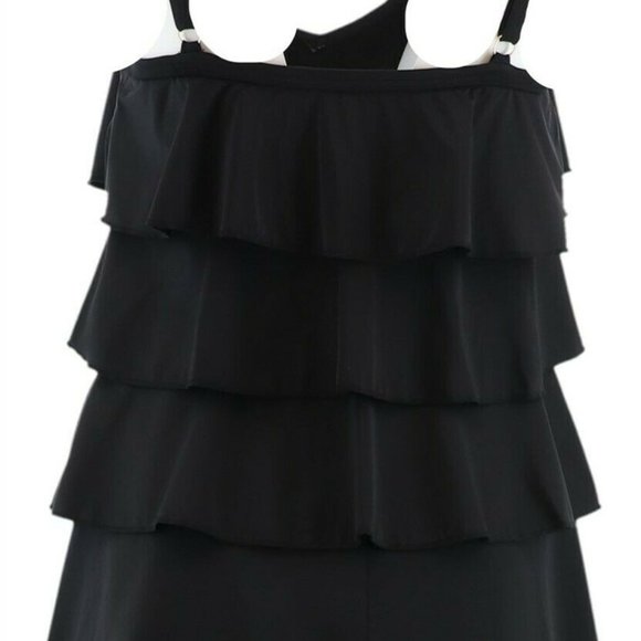 Fit 4 U V-Tiered Romper Swimsuit Black 8 - Picture 3 of 8